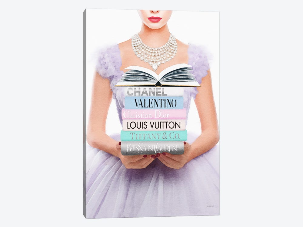 Reading Fashion Books In Lilac by Amanda Greenwood 1-piece Canvas Artwork
