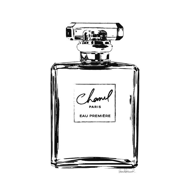Framed Canvas Art (White Floating Frame) - Black Perfume Bottle by Amanda Greenwood ( Fashion > Hair & Beauty > Perfume Bottles art) - 18x18 in