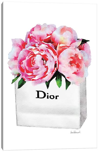 Small Fashion Shopping Bag With Pink Peonies Canvas Art Print - Peony Art