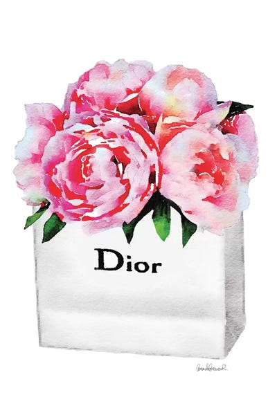 Peonies: Small Fashion Shopping Bag With Pink Peonies by Amanda Greenwood