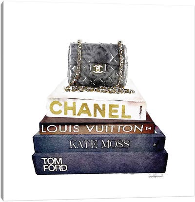 Stack Of Fashion Books With A Chanel Bag Canvas Art Print - Reading & Literature