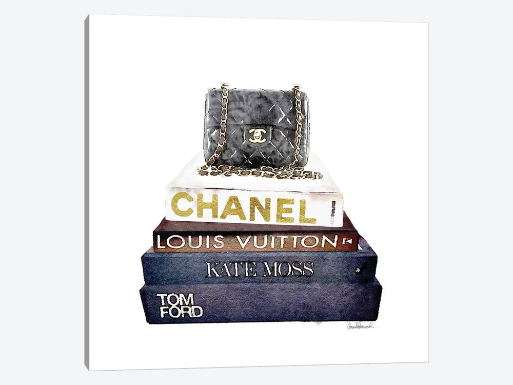 Stack Of Fashion Books With A Chanel Bag by Amanda Greenwood 1-piece Canvas Print