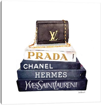 Stack Of Fashion Books With A Clutch Bag Canvas Art Print - Book Art