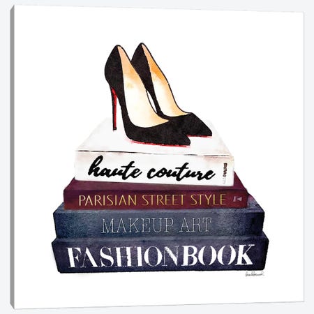 Stack Of Fashion Books With Heels II Canvas Print #GRE78} by Amanda Greenwood Canvas Art Print