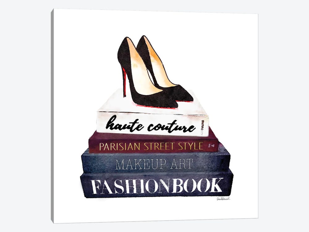 Stack Of Fashion Books With Heels II by Amanda Greenwood 1-piece Canvas Art