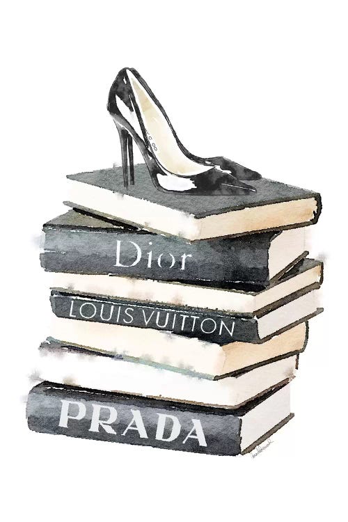 Tall Stack Of Fashion Books With Heels