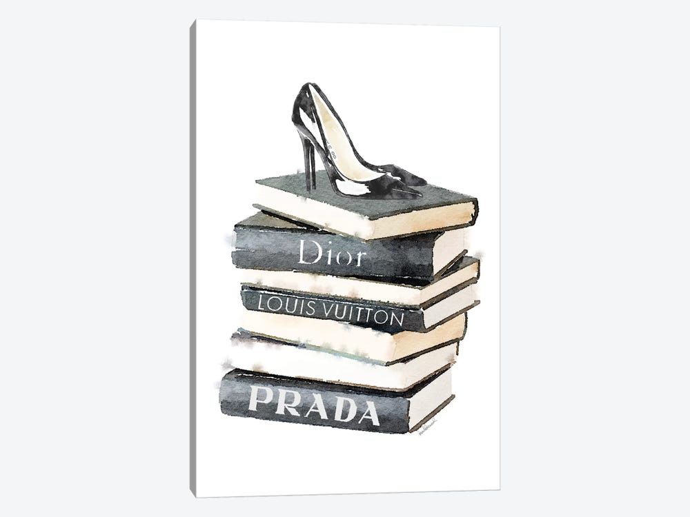 Amanda Greenwood Canvas Wall Decor Prints - Tall Stack of Fashion Books with Heels ( Fashion > Shoes > High Heels art) - 40x26 in
