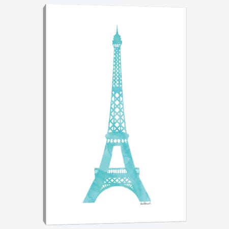 Teal Eiffel Tower Canvas Print #GRE88} by Amanda Greenwood Canvas Wall Art