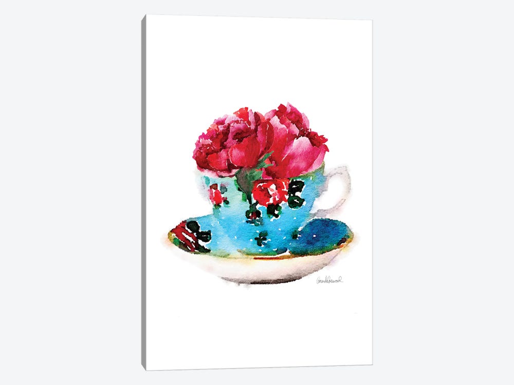 Blue Teacup With Flower by Amanda Greenwood 1-piece Canvas Print