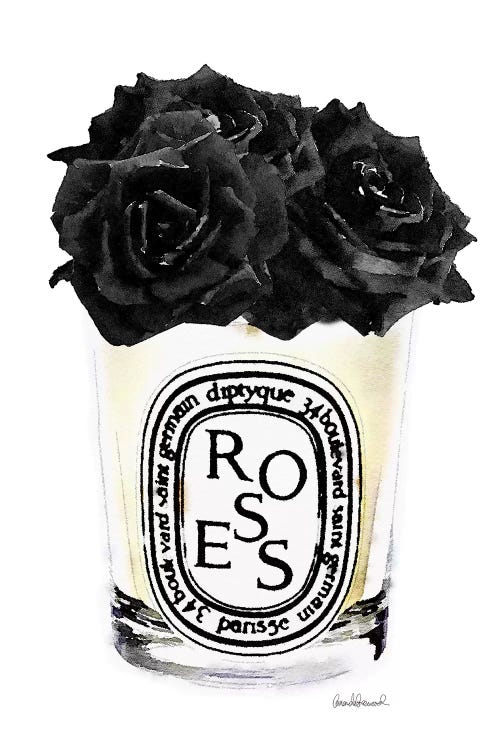 Candle With Black Roses