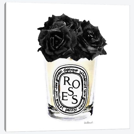 Candle With Black Roses, Square Canvas Print #GRE98} by Amanda Greenwood Art Print