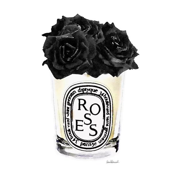 Roses: Candle With Black Roses, Square by Amanda Greenwood