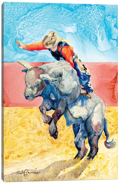 Bull Rider Canvas Art Print - Bull Art
