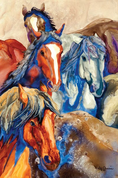 Close Quarters Horses by Caly Garris framed wall art