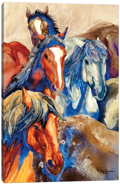 Close Quarters Horses Canvas Art Print - Caly Garris