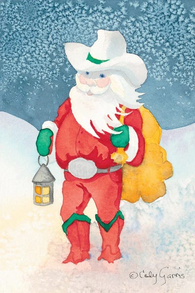Cowboy Claus Christmas by Caly Garris art print