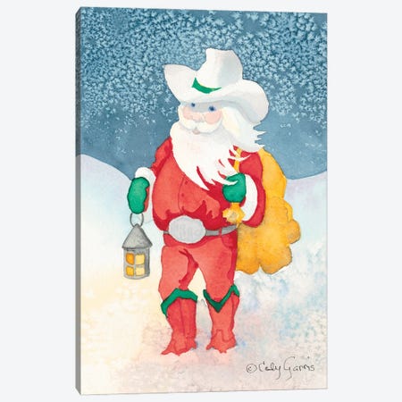 Cowboy Claus Christmas Canvas Print #GRL24} by Caly Garris Canvas Wall Art