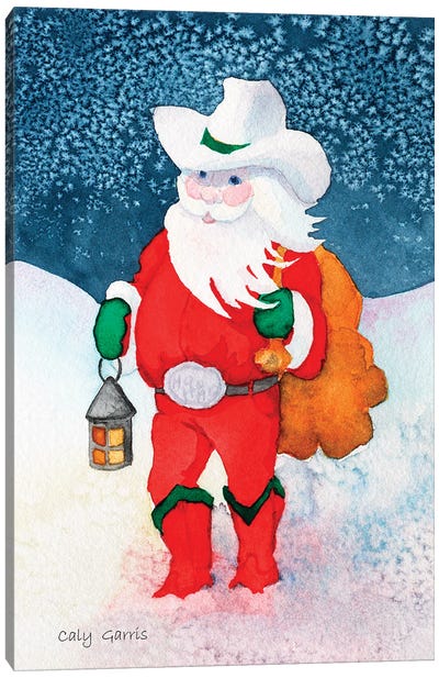 Cowboy Santa Canvas Art Print - Santa Claus Art