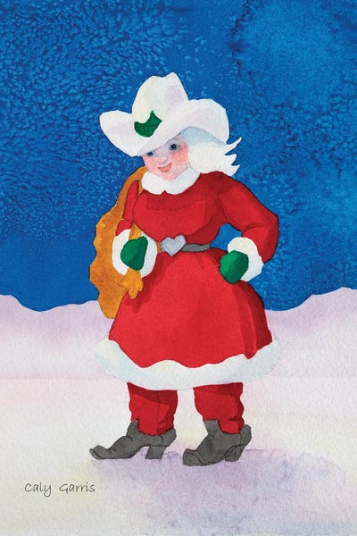 Cowgirl Mrs Claus by Caly Garris framed canvas print