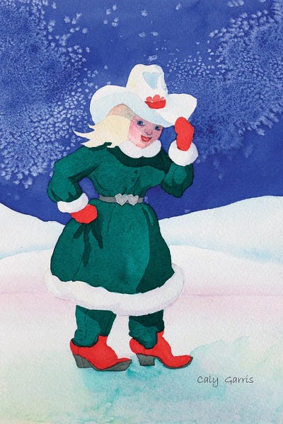 Cowgirl Mrs Claus by Caly Garris framed canvas print