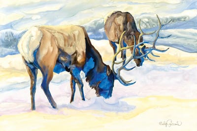 Elk Pair by Caly Garris framed canvas print