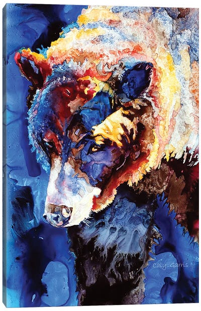 Fishing Bear Canvas Art Print - Caly Garris