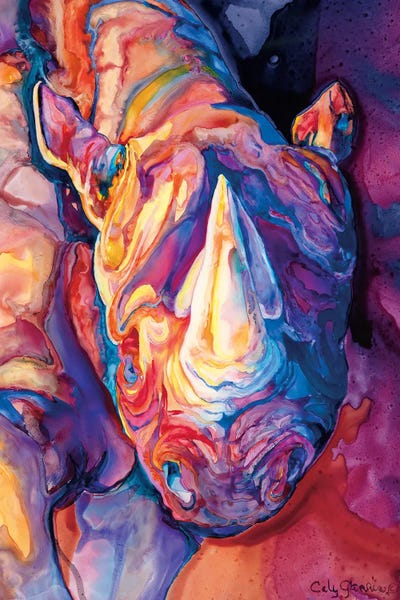 Magma Rhino by Caly Garris framed canvas print