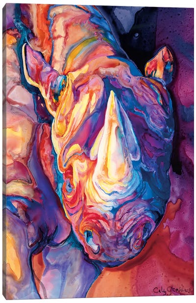 Magma Rhino Canvas Art Print - Caly Garris
