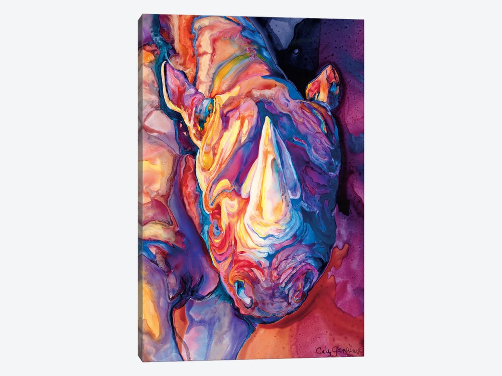 Magma Rhino by Caly Garris 1-piece Canvas Print