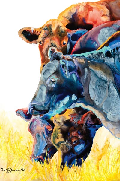 Merry Mooers Cows by Caly Garris framed canvas print