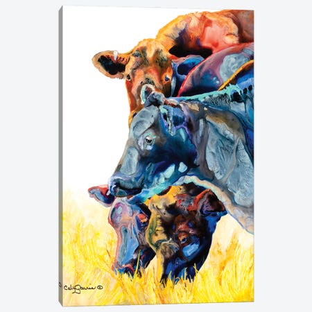 Merry Mooers Cows Canvas Print #GRL70} by Caly Garris Canvas Wall Art