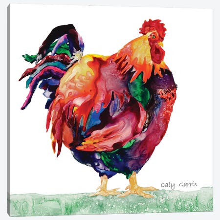 Rise And Shine Rooster Wood Sign Design Canvas Print #GRL84} by Caly Garris Canvas Artwork