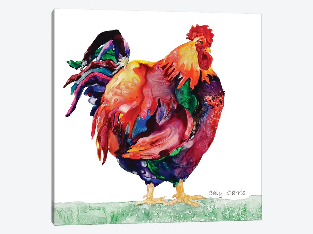 Rise And Shine Rooster Wood Sign Design by Caly Garris 1-piece Canvas Print