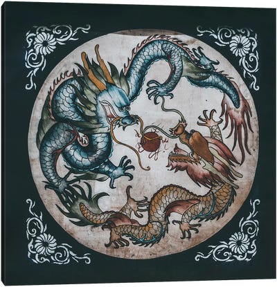 Chinese Temples Canvas Art Print - Dragon Art