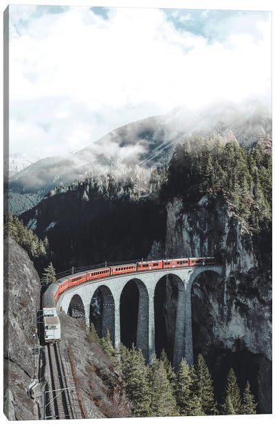 Landwasser Viaduct, Switzerland Canvas Art Print - Railroad Art