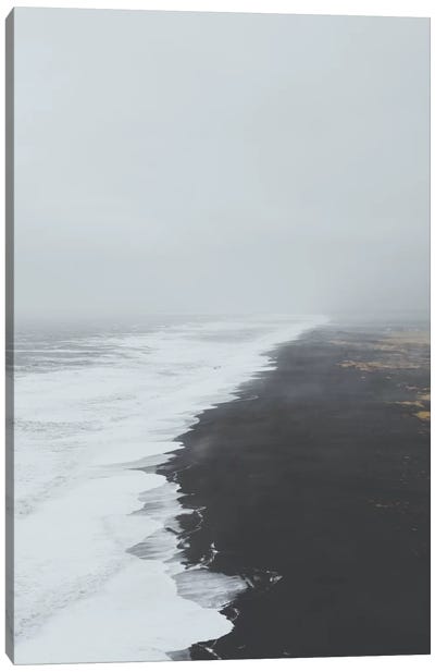 Black Sand Beach, Iceland Canvas Art Print - Mist & Fog Art