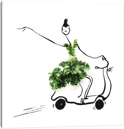 Kale Scooter Canvas Art Print - Gretchen Roehrs