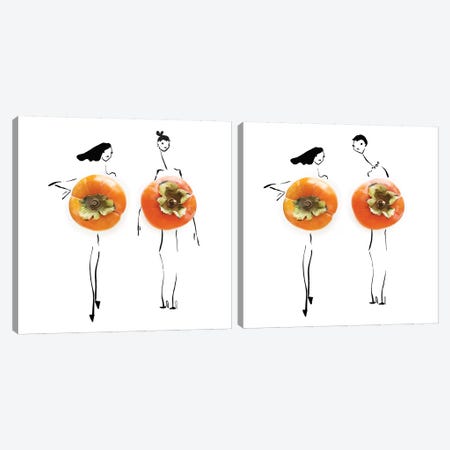 Persimmon Diptych Canvas Print Set #GRR2HSET001} by Gretchen Roehrs Canvas Wall Art