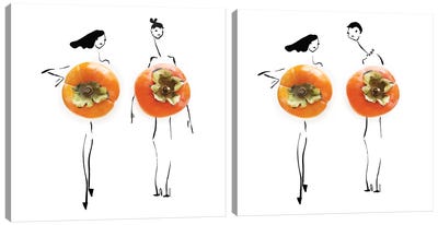 Persimmon Diptych Canvas Art Print - Gretchen Roehrs