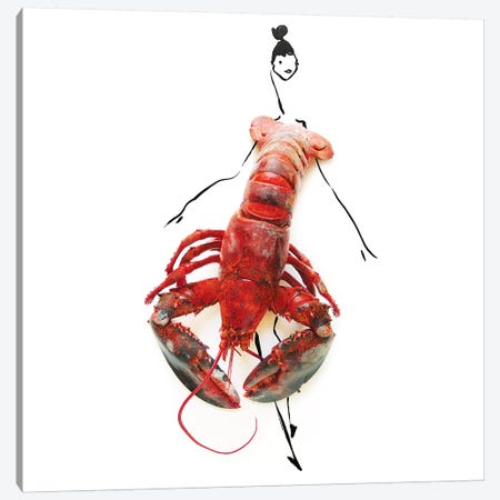Lobster Canvas Print #GRR59} by Gretchen Roehrs Canvas Wall Art