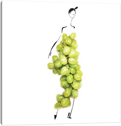 Green Grapes Canvas Art Print - Minimalist Kitchen Art