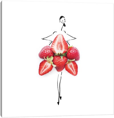 Stawberry Canvas Art Print - Minimalist Kitchen Art