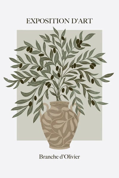 Pottery Still Life: Branche D'Olivier by Laura Graves