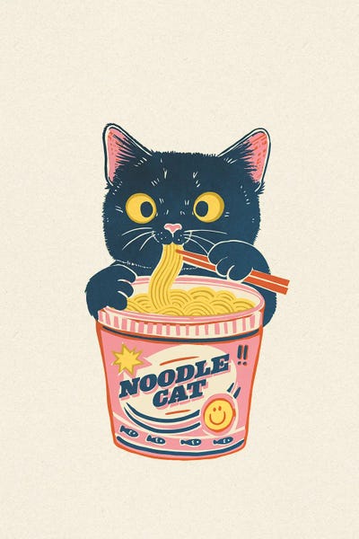Noodle Cat Slurping Japanese Ramen With Chopsticks