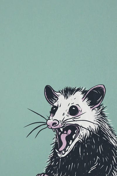 Black & Dark Art - Canvas Prints: Screaming Possum Pop Art Print by Laura Graves