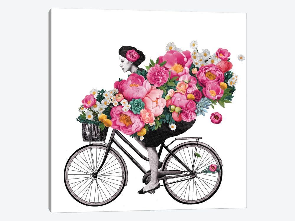 Floral Bicycle by Laura Graves 1-piece Canvas Art