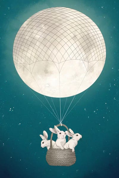 Kids Inspirational Art: Moon Bunnies by Laura Graves
