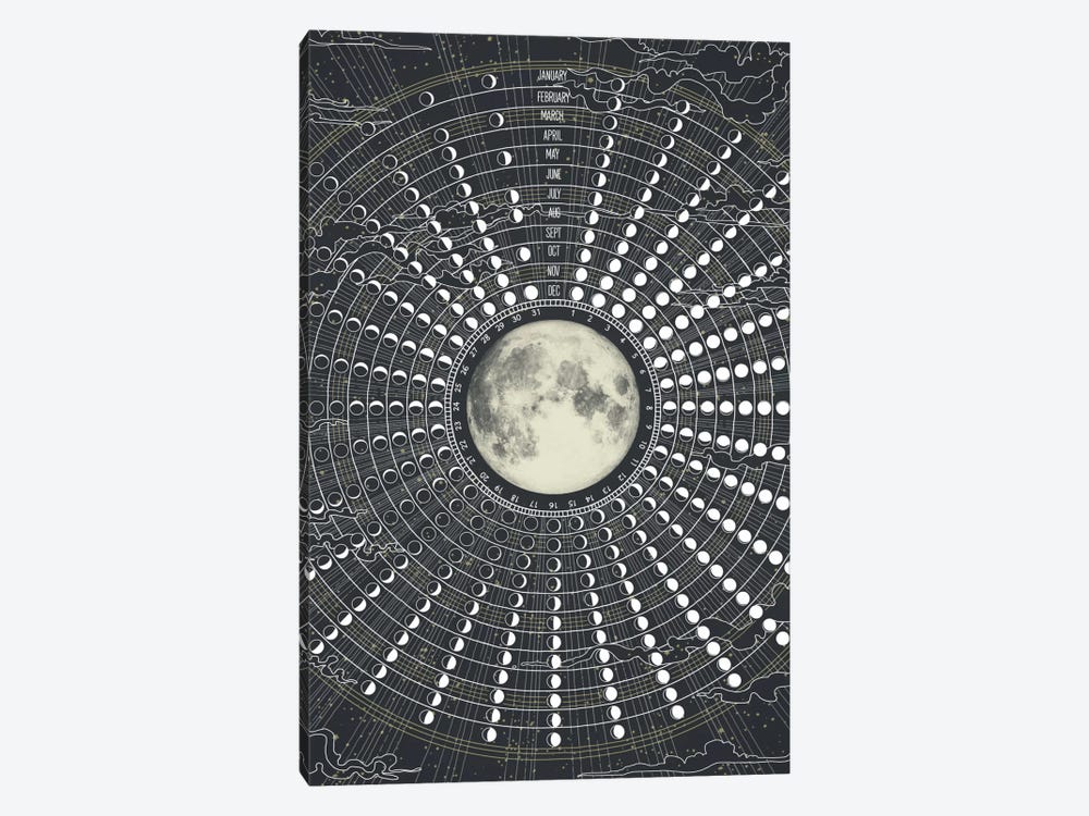 Phases Of The Moon 2017 by Laura Graves 1-piece Canvas Wall Art