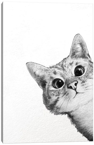 Sneaky Cat Canvas Art Print - Animal Art