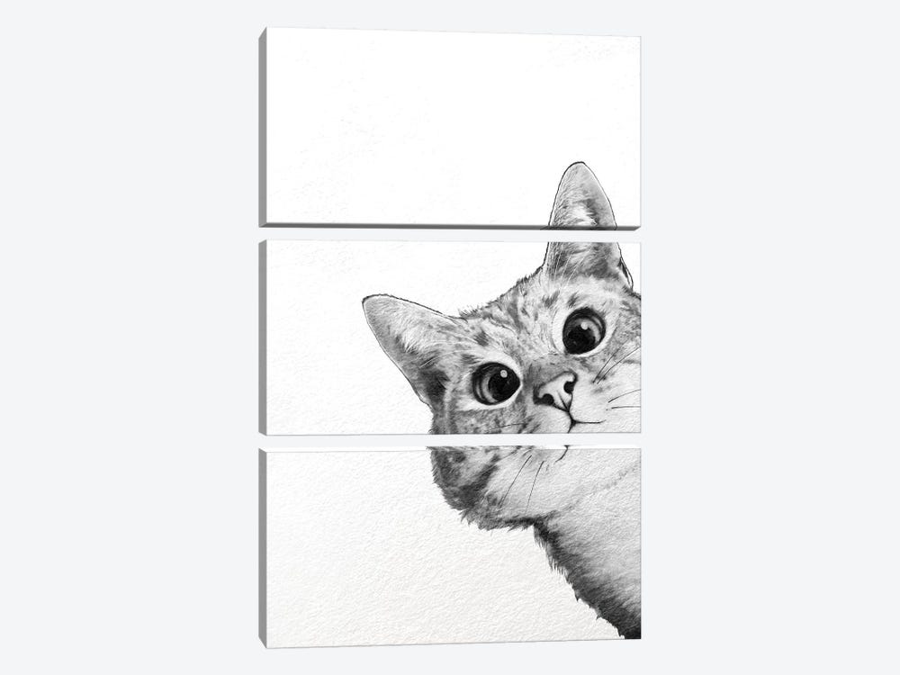 Sneaky Cat by Laura Graves 3-piece Canvas Wall Art